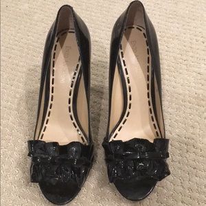 Enzo Angiolini - black leather peep toe heels